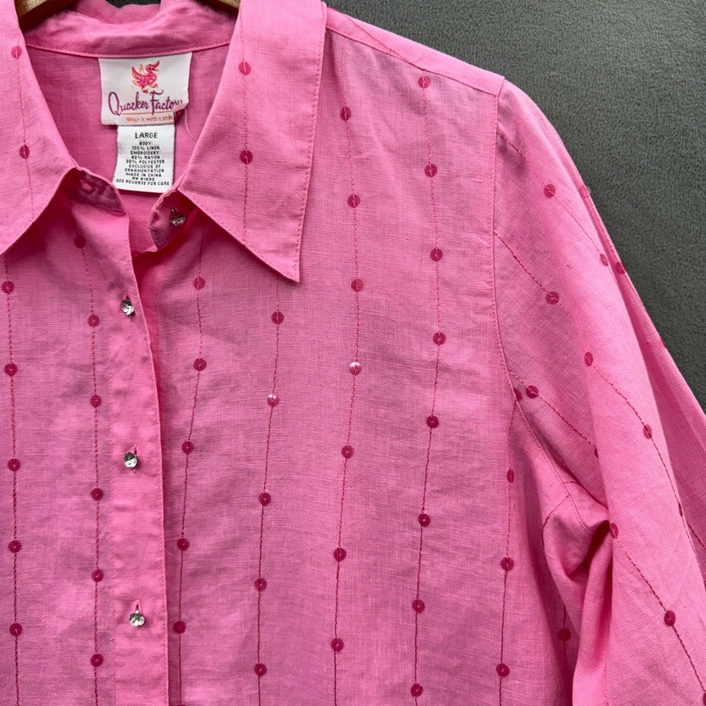 Quacker Factory Women’s Large Top Button Up Shirt… - image 3